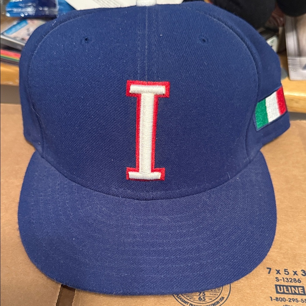 Adults   International baseball Navy Cap with Red and White Lettering